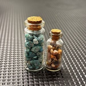 Genuine Turquoise & Mini Shells in Glass Bottles